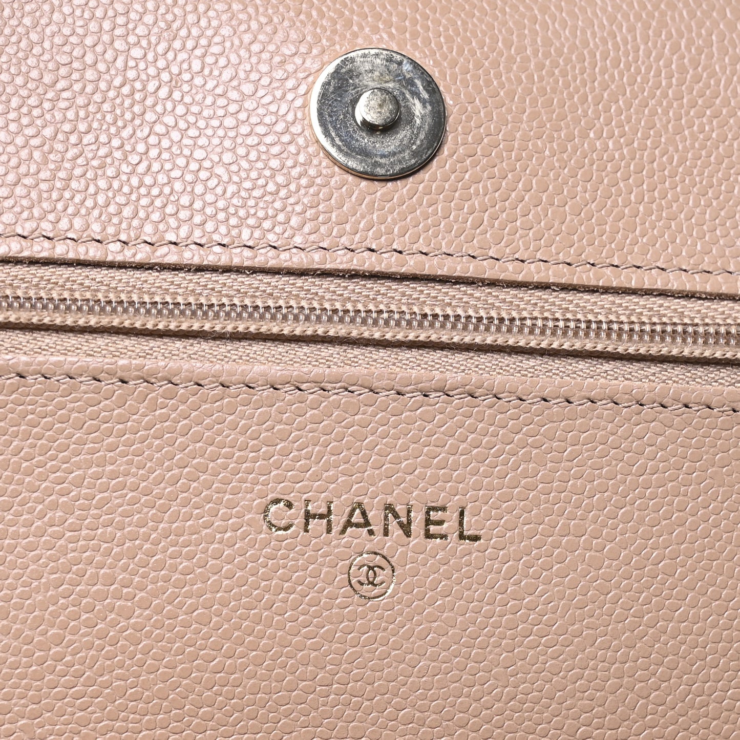 Caviar Quilted Wallet on Chain WOC Dark Beige