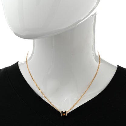 Hermes Lacquered Gold Mini Pop H Pendant Necklace Black 2 of 7