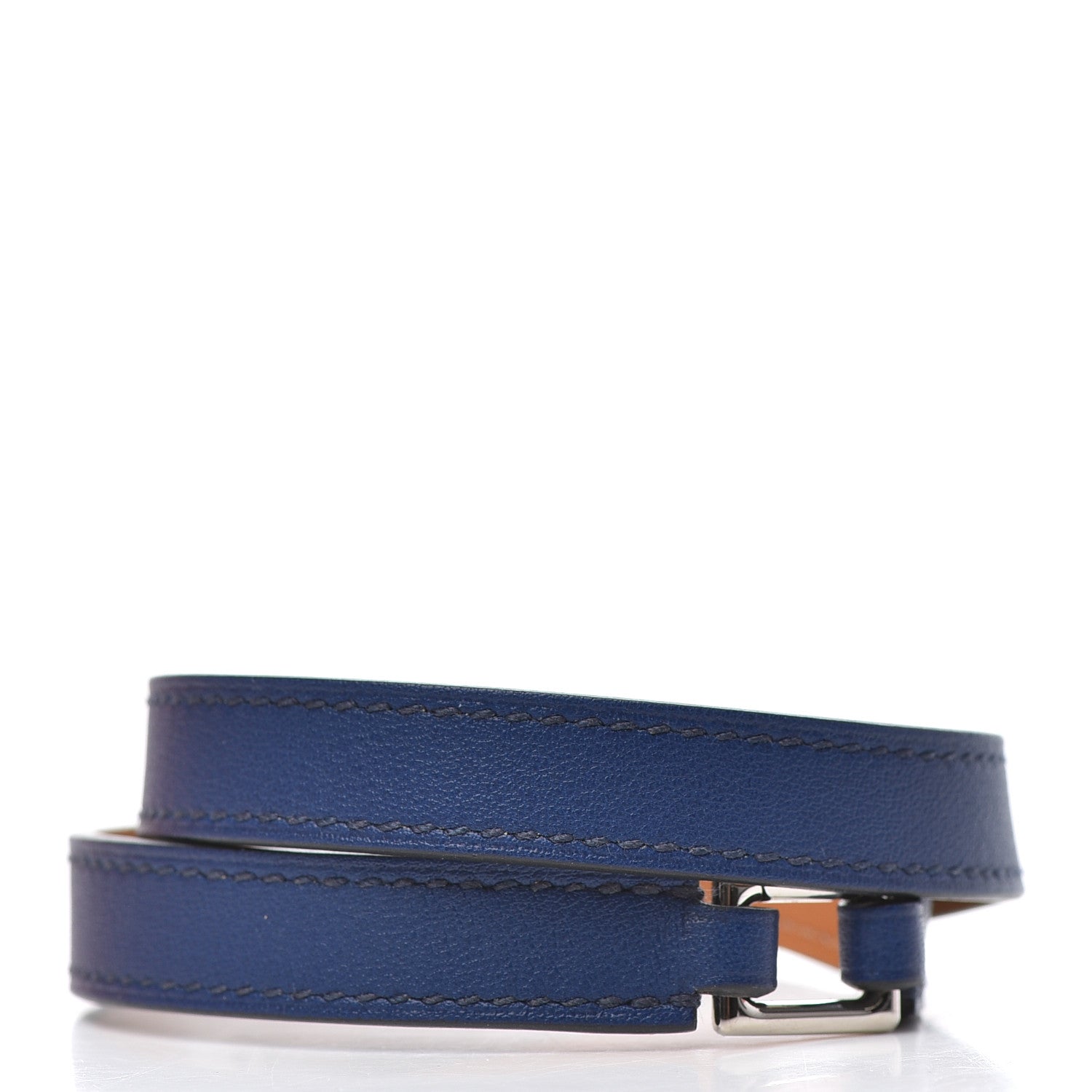 Hermes Swift Rivale Double Tour Bracelet L Bleu Saphir 3 of 5