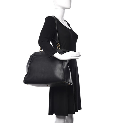 Fendi Vitello Seta Shiny Nappa Large Peekaboo Iconic Satchel Black 2 of 12