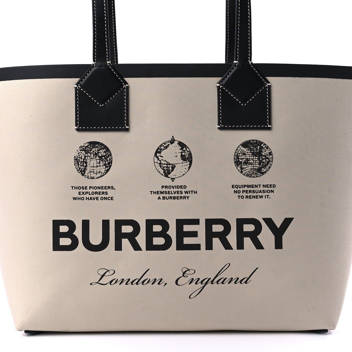 Burberry Cotton Canvas Calfskin Heritage Print Small Tote Beige 9 of 10