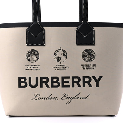 Burberry Cotton Canvas Calfskin Heritage Print Small Tote Beige 9 of 10