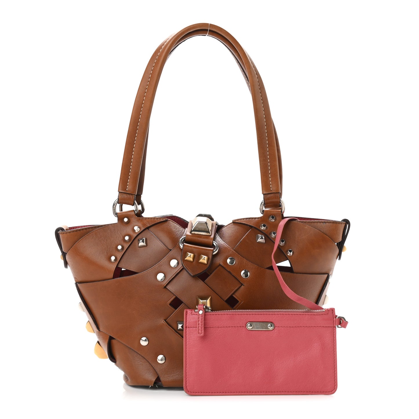 Vitello Studded Cross Shoulder Bag Nocciolo