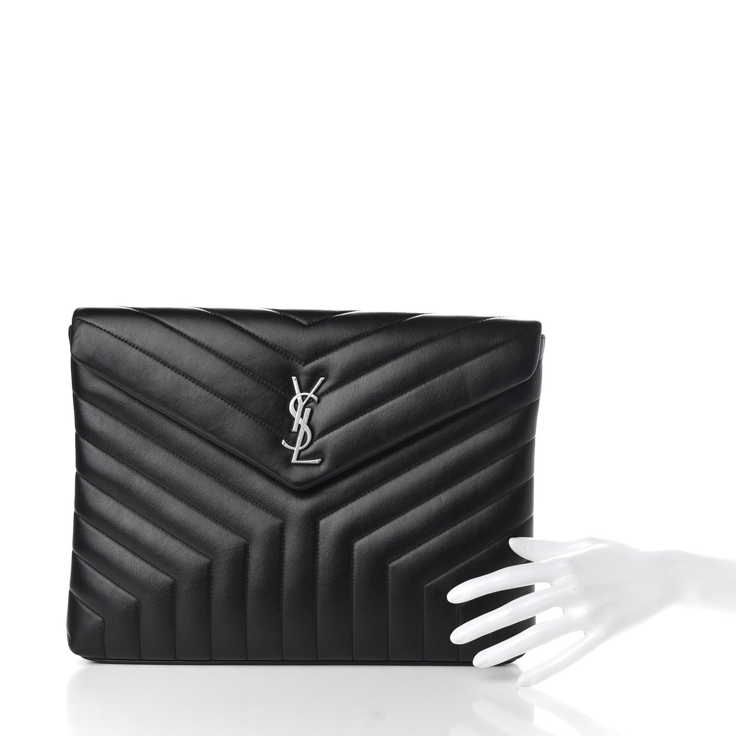 Calfskin Y Quilted Monogram Loulou Document Holder Black