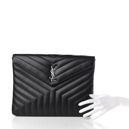 Saint Laurent Calfskin Y Quilted Monogram Loulou Document Holder Black 2 of 7