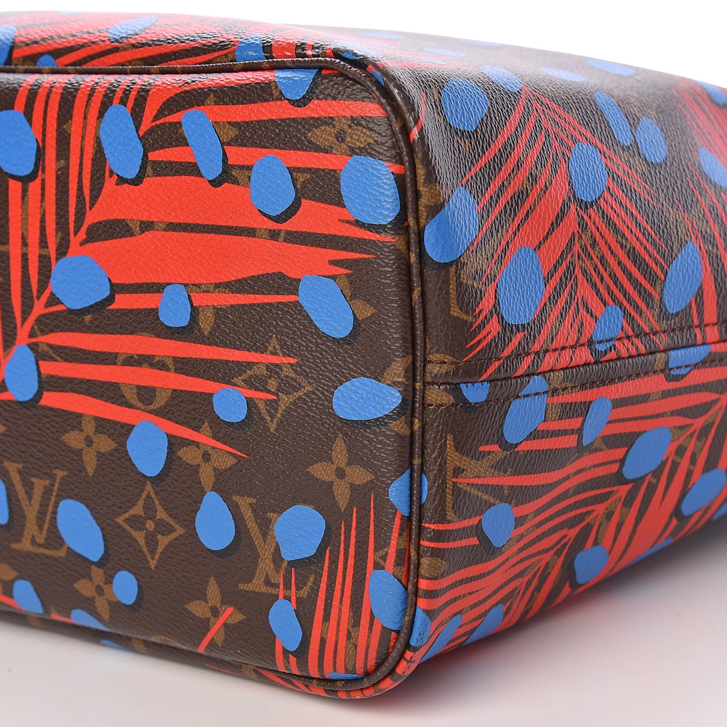 Monogram Jungle Dots Neo Neverfull MM Coquelicot Denim