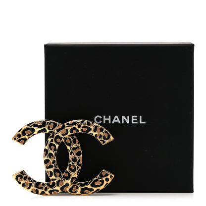 Chanel Metal Leopard Print CC Brooch Gold Black Beige 5 of 5
