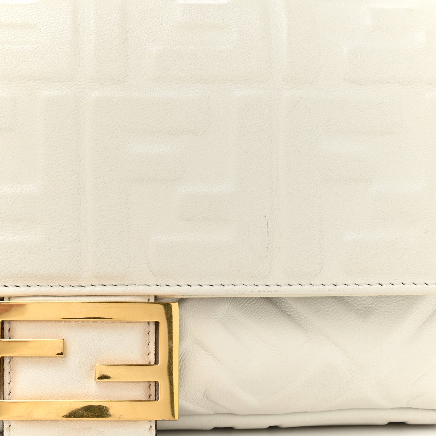 Nappa FF 1974 Embossed Baguette White