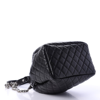 Chanel Grained Calfskin Quilted CC Chain Bucket Drawstring Bag Black 5 of 12