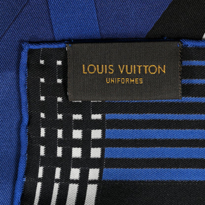 Louis Vuitton Silk LV Monogram Square Scarf Navy Black 3 of 4