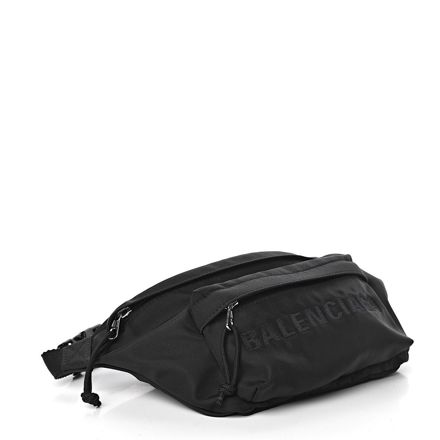 Textured Sport Nylon Logo Embroidered Wheel Beltpack Black