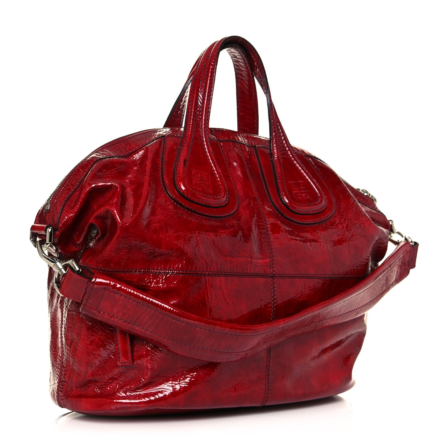 Crinkled Patent Calfskin Medium Nightingale Red