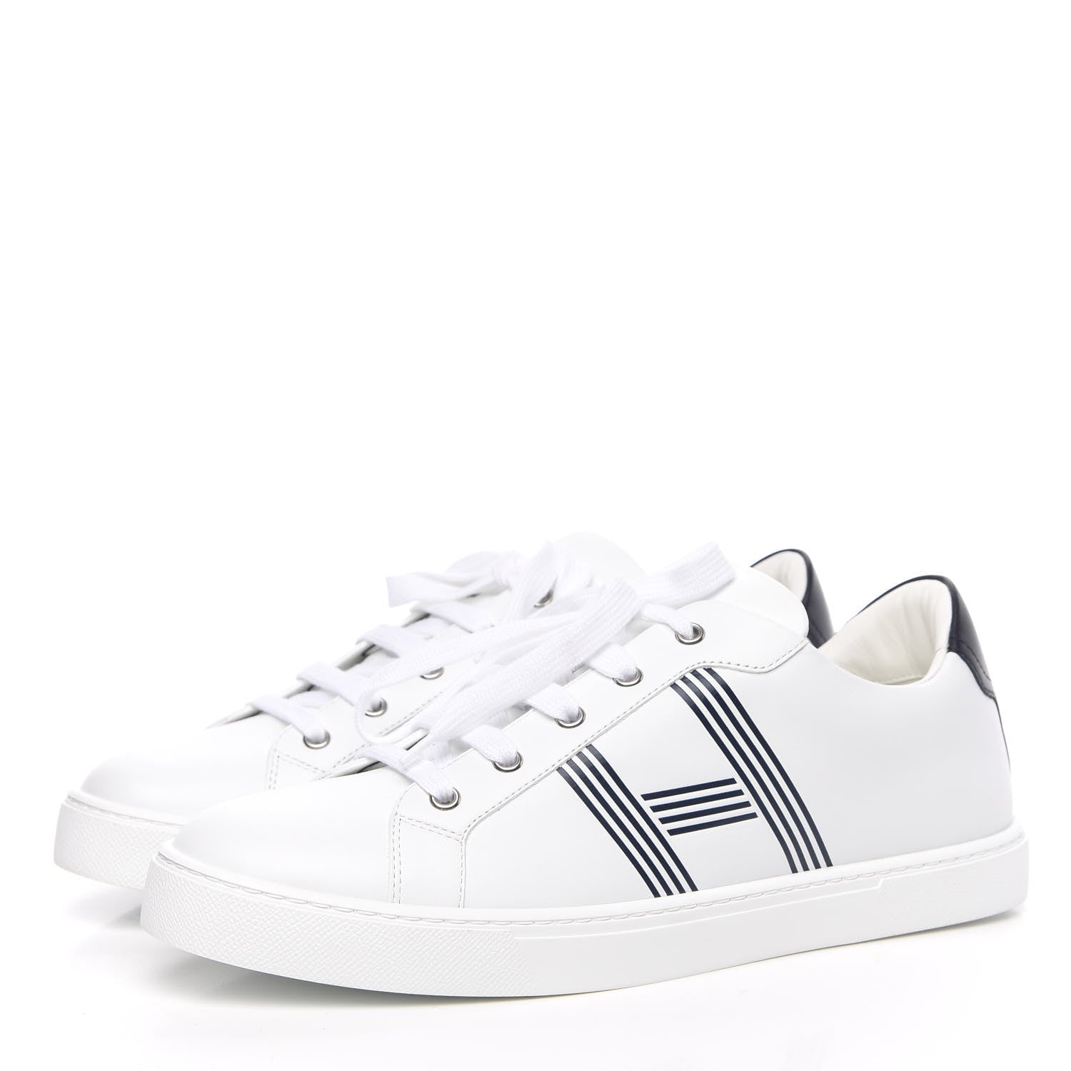 Hermes Calfskin Mens Advantage Sneakers 43.5 White Black 3 of 8