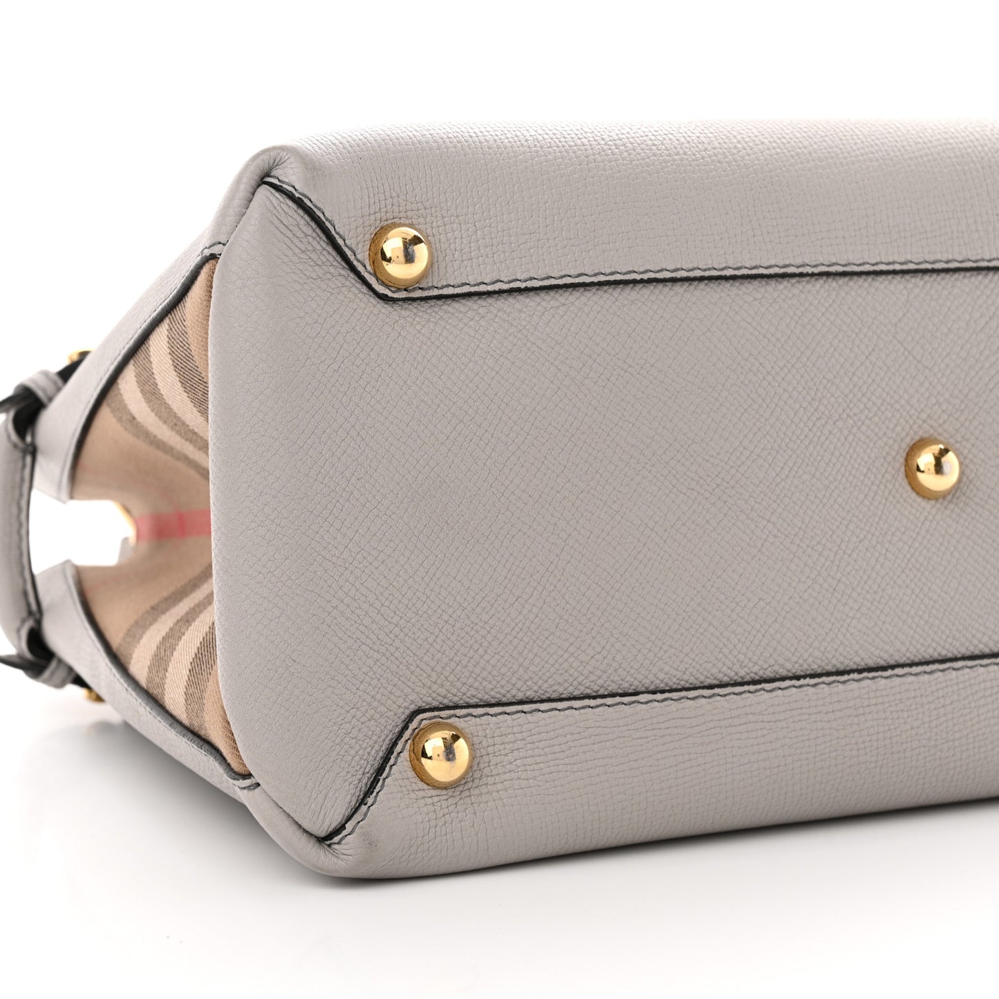 Derby Calfskin House Check Medium Banner Tote Pale Grey