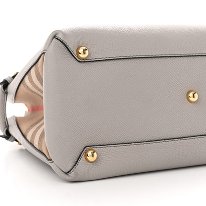 Burberry Derby Calfskin House Check Medium Banner Tote Pale Grey 9 of 12
