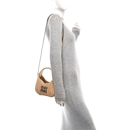 Miu Miu Wicker Wander Hobo Platino 2 of 10