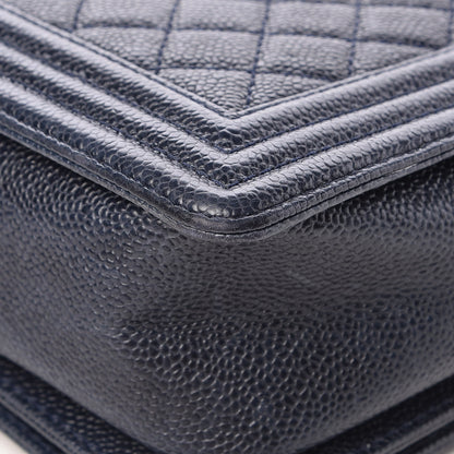 Chanel Caviar Quilted Large Boy Flap Blue 13 of 14