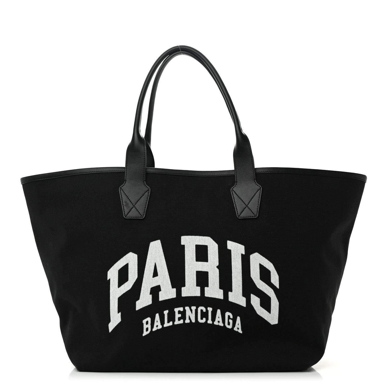 Balenciaga Cotton Canvas Calfskin Cities Paris Jumbo Large Tote Bag Black White 1 of 12