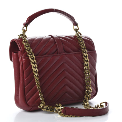 Saint Laurent Sheepskin Matelasse Chevron Monogram Medium College Bag Rouge 3 of 13