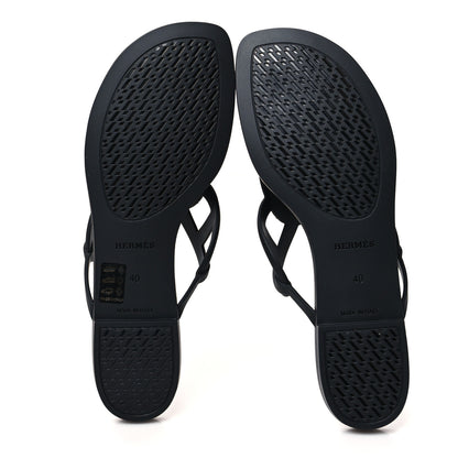 Hermes Rubber Womens Egerie Sandals 40 Black 5 of 7