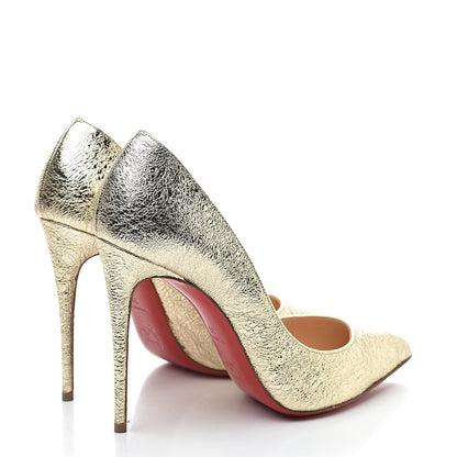 Christian Louboutin Metallic Crinkled Nappa Pigalle Follies 100 Pumps 38 Platine 4 of 10