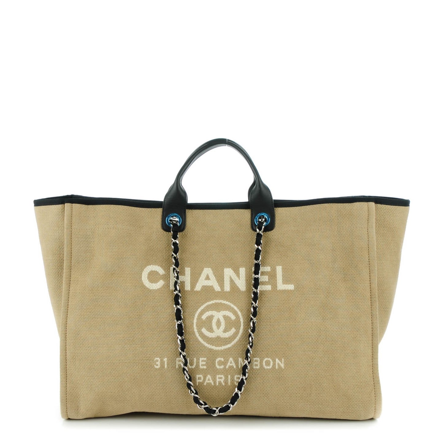 Canvas Large Deauville Tote Beige Black