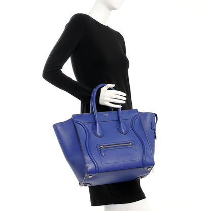 Celine Drummed Calfskin Mini Luggage Indigo 2 of 9