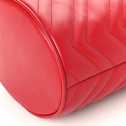 Gucci Calfskin Matelasse Mini GG Marmont 2.0 Bucket Bag Hibiscus Red 8 of 8