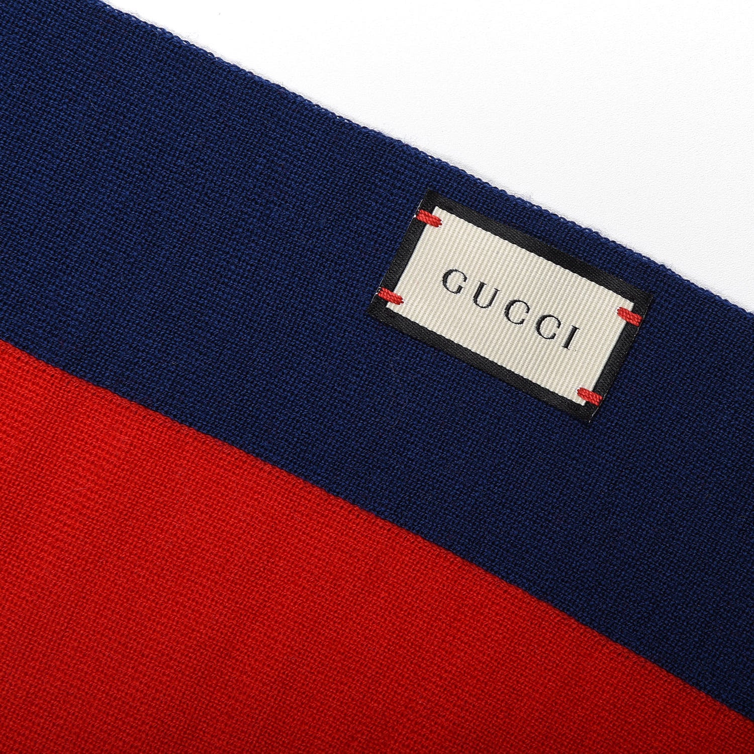 Gucci Knit Wool Web Scarf Blue Red White 3 of 3