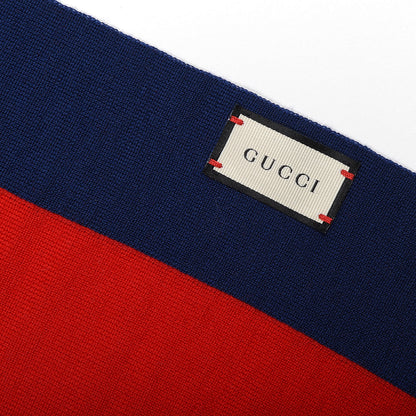 Gucci Knit Wool Web Scarf Blue Red White 3 of 3