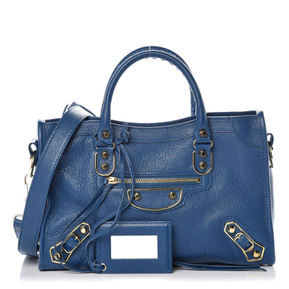 Balenciaga Shiny Goatskin Gold Metallic Edge Hardware S City Bleu Abysse 1 of 9