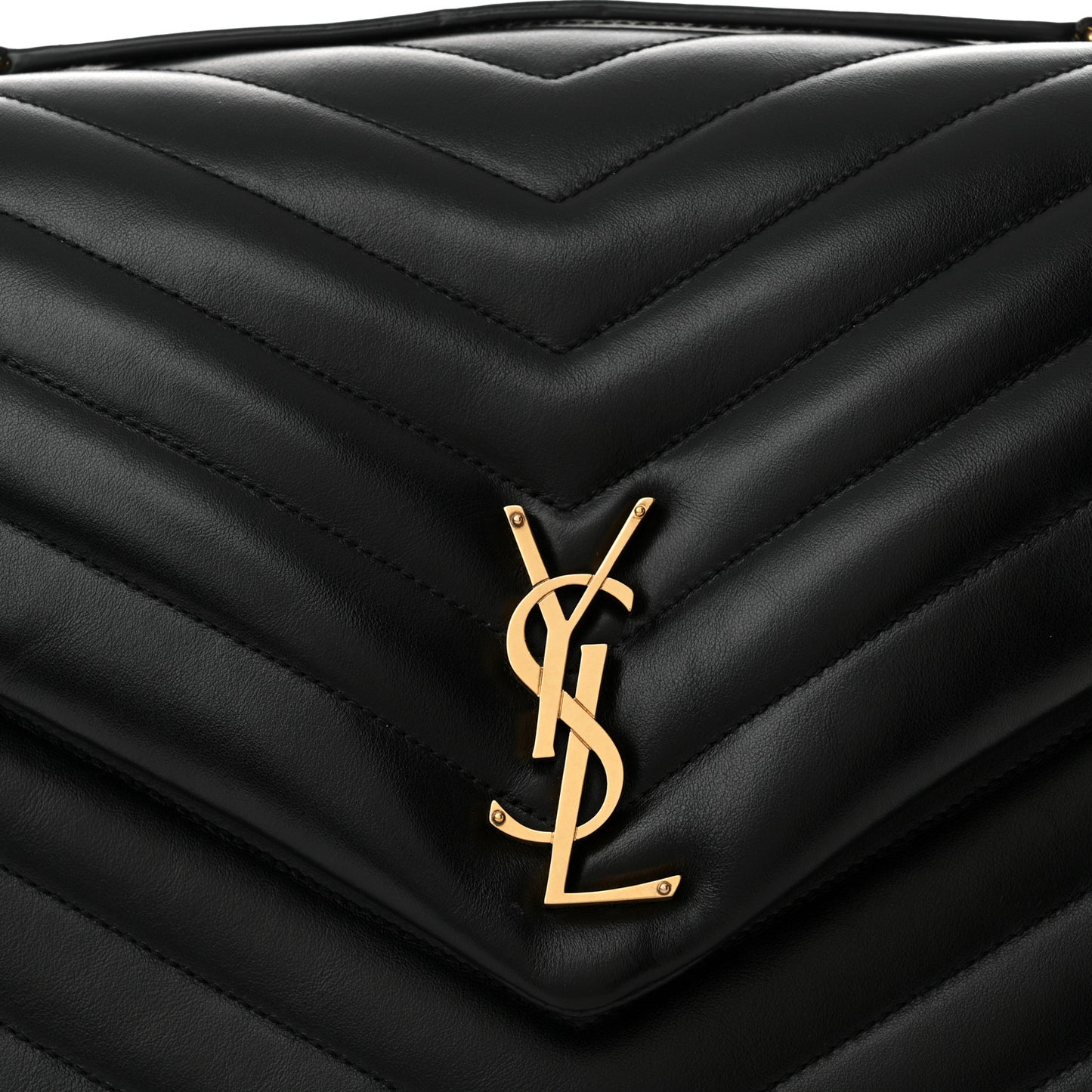Calfskin Y Quilted Monogram Large Loulou Chain Satchel Black