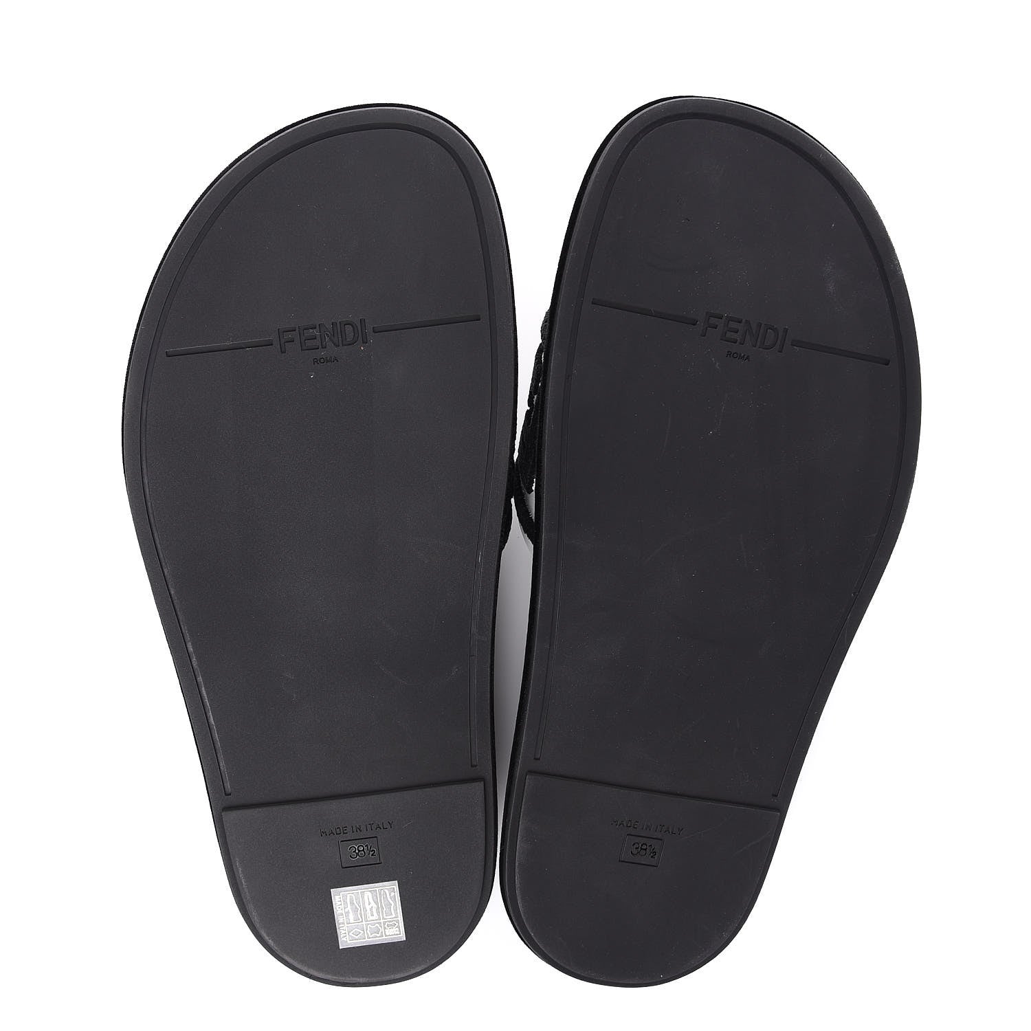 Fendi Velvet FF Reloaded Slide Sandals 38.5 Black White 5 of 10