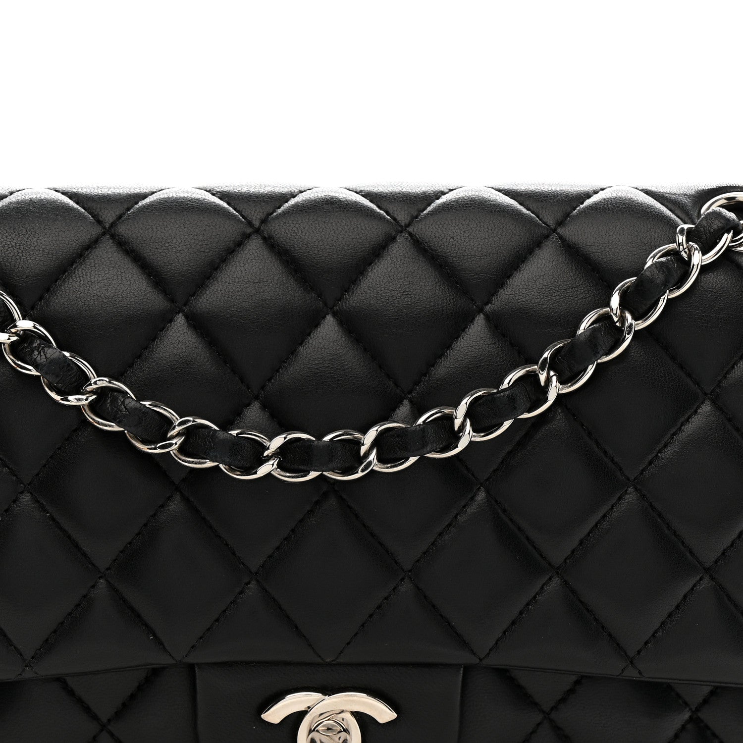 Chanel Lambskin Quilted Medium Double Flap Black 7 of 14