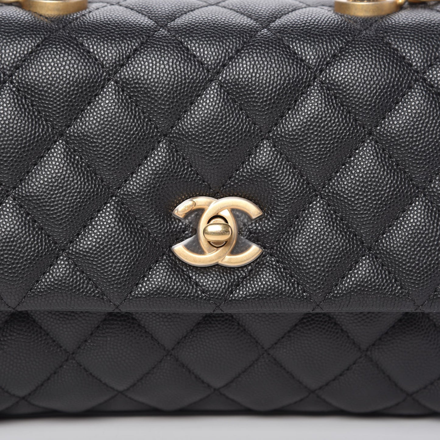 Caviar Quilted Mini Coco Handle Flap Black