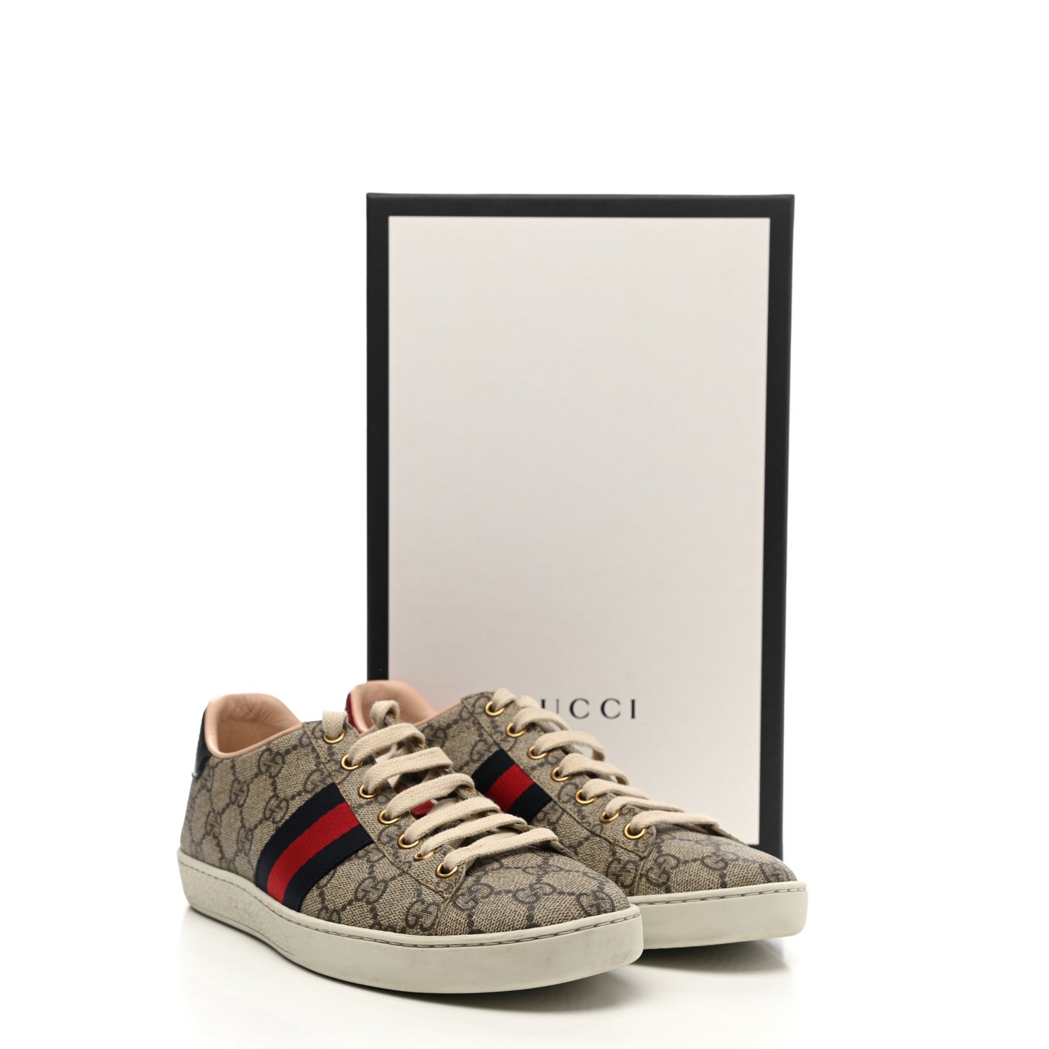 Gucci GG Supreme Monogram Womens Ace Low-Top Sneaker 37.5 Beige 8 of 8