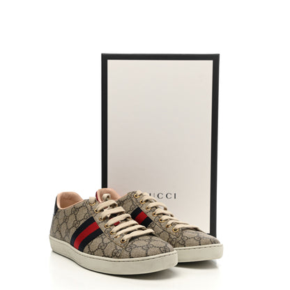 Gucci GG Supreme Monogram Womens Ace Low-Top Sneaker 37.5 Beige 8 of 8