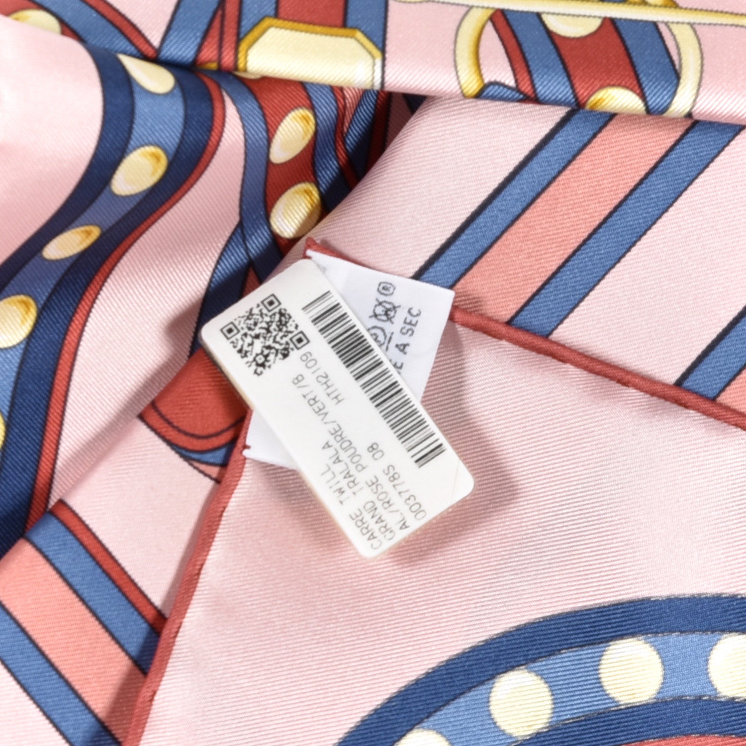 Hermes Silk Twill Grand Tralala 90 Rose Poudre Vert 5 of 5