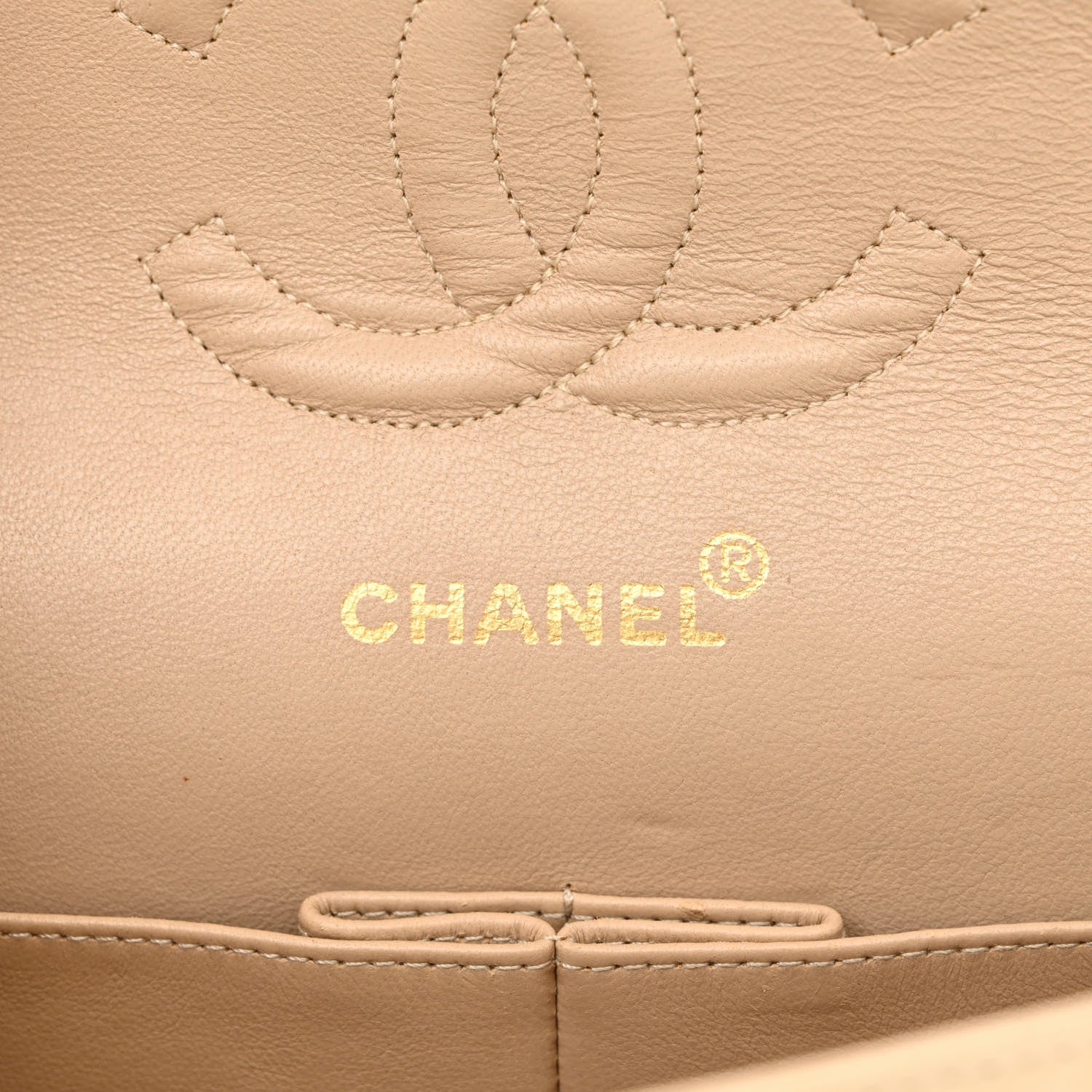 Chanel Lambskin Chevron Quilted Medium Double Flap Beige 6 of 14