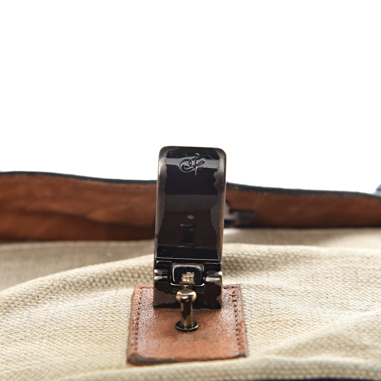 Linen Suede Lambskin Medium PS1 Satchel Beige Brown