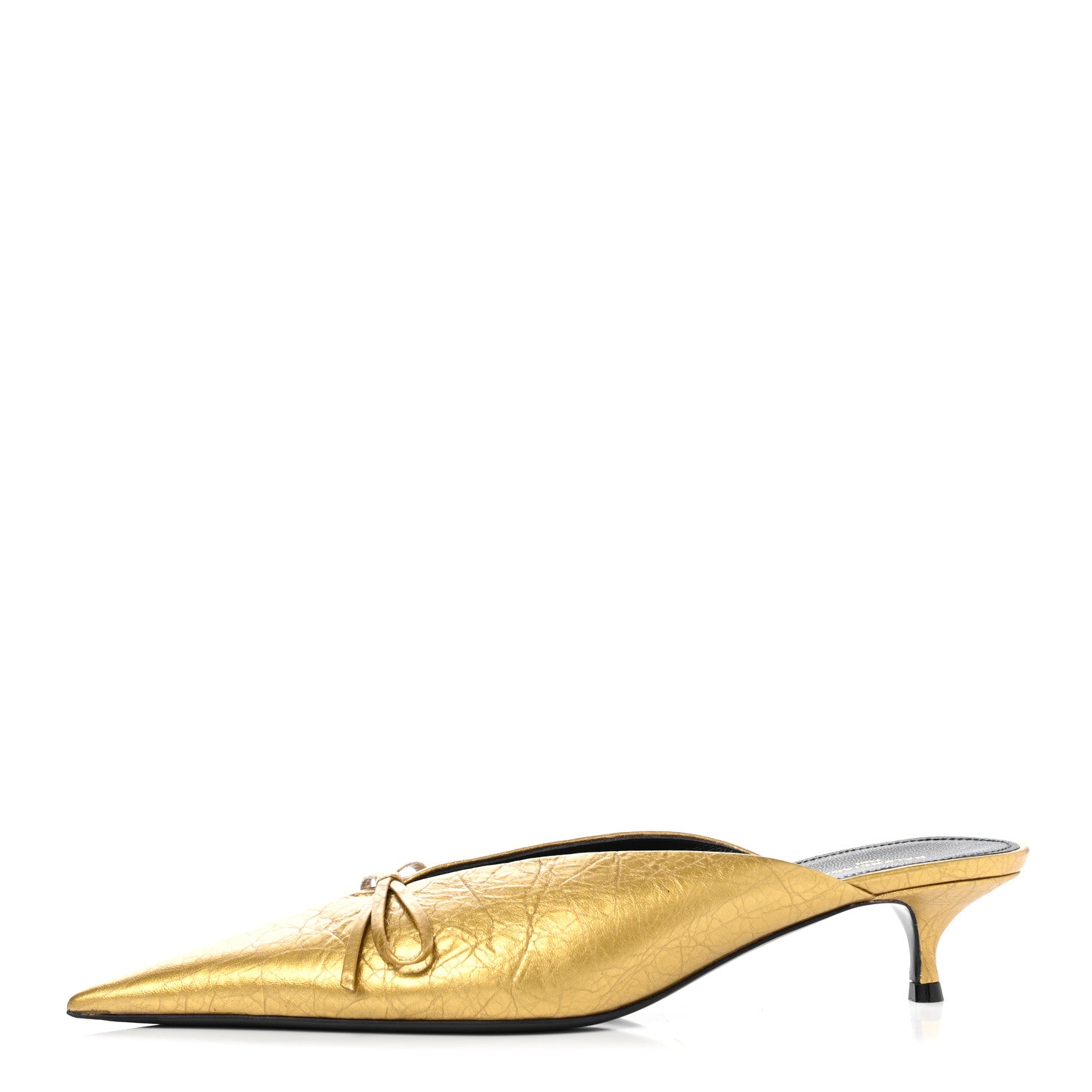 Balenciaga Metallic Textured Calfskin Pointed Toe Knife Mules 38.5 Gold 1 of 10