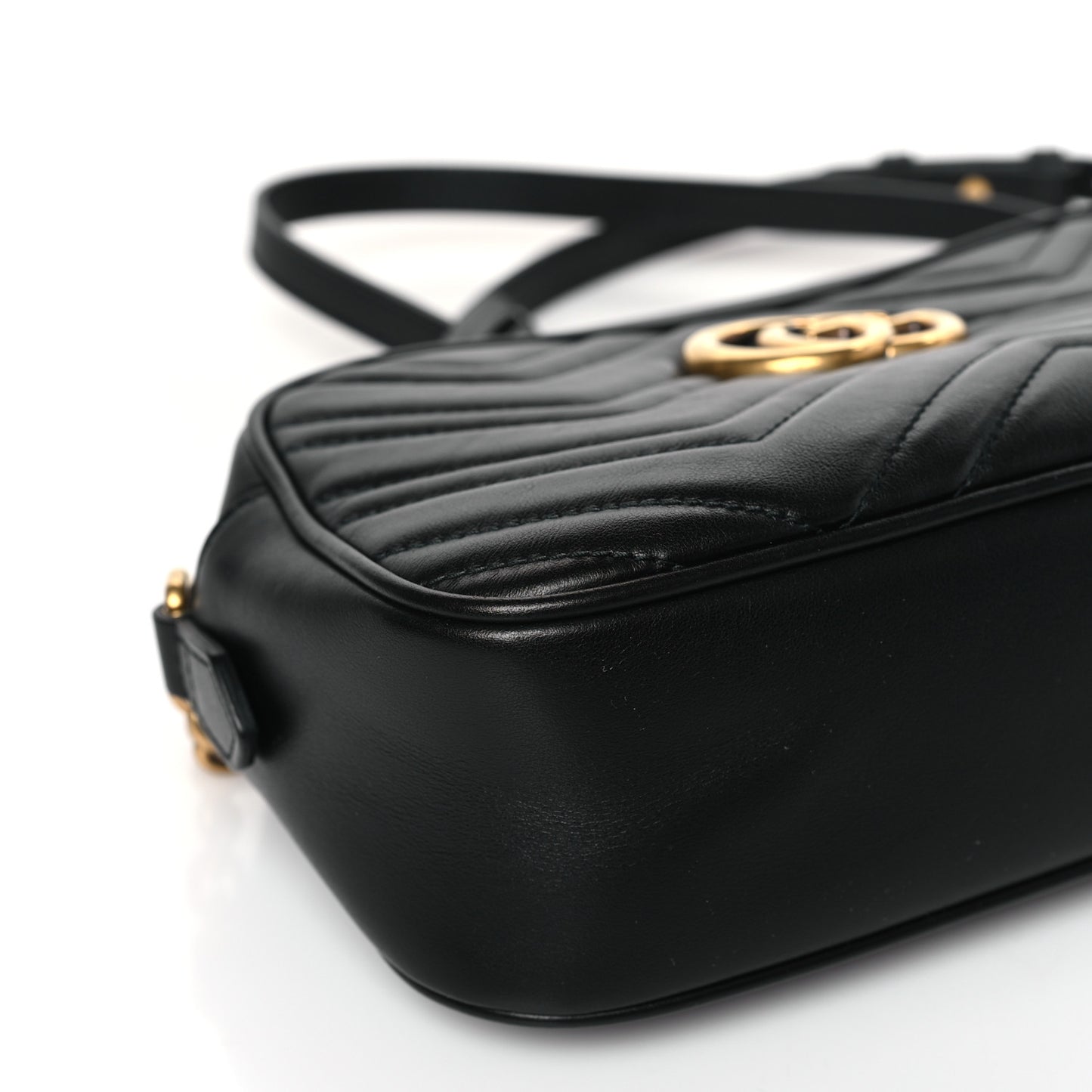 Calfskin Matelasse Small GG Marmont Chain Shoulder Bag Black