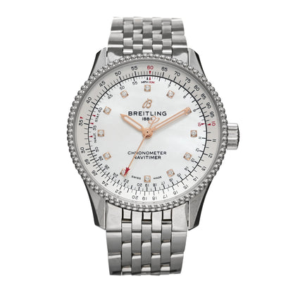 Breitling Stainless Steel Diamond Mother of Pearl 35mm Navitimer Automatic Watch A17395211A1A1 1 of 4