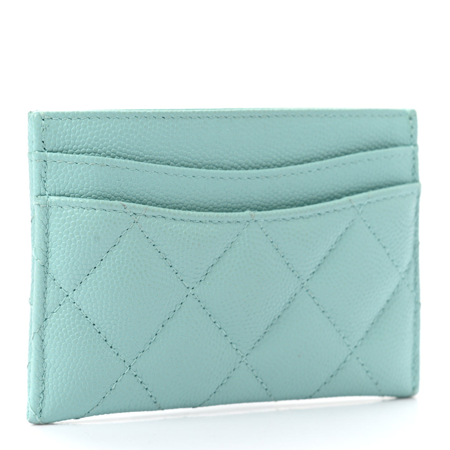 Caviar Quilted Card Holder Light Blue