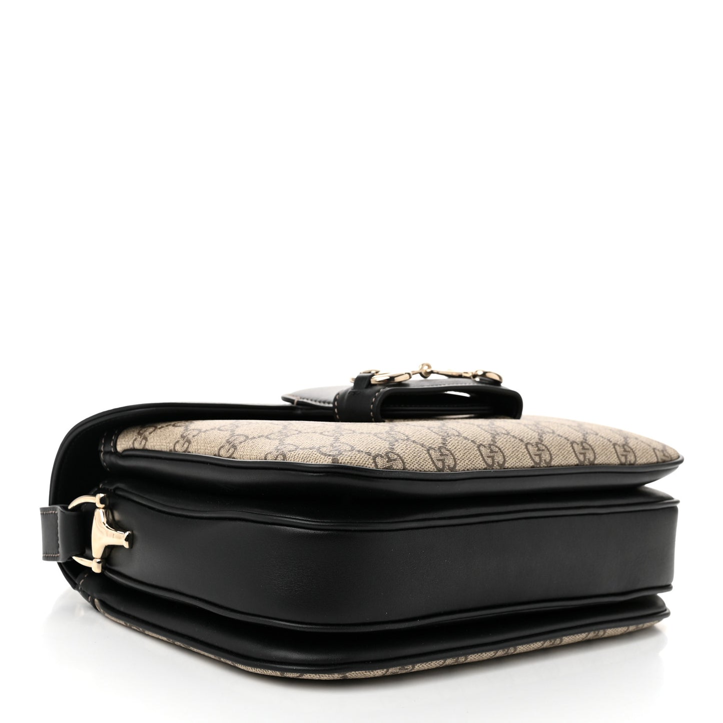 GG Supreme Monogram Horsebit 1955 Soft Small Shoulder Bag Beige Black