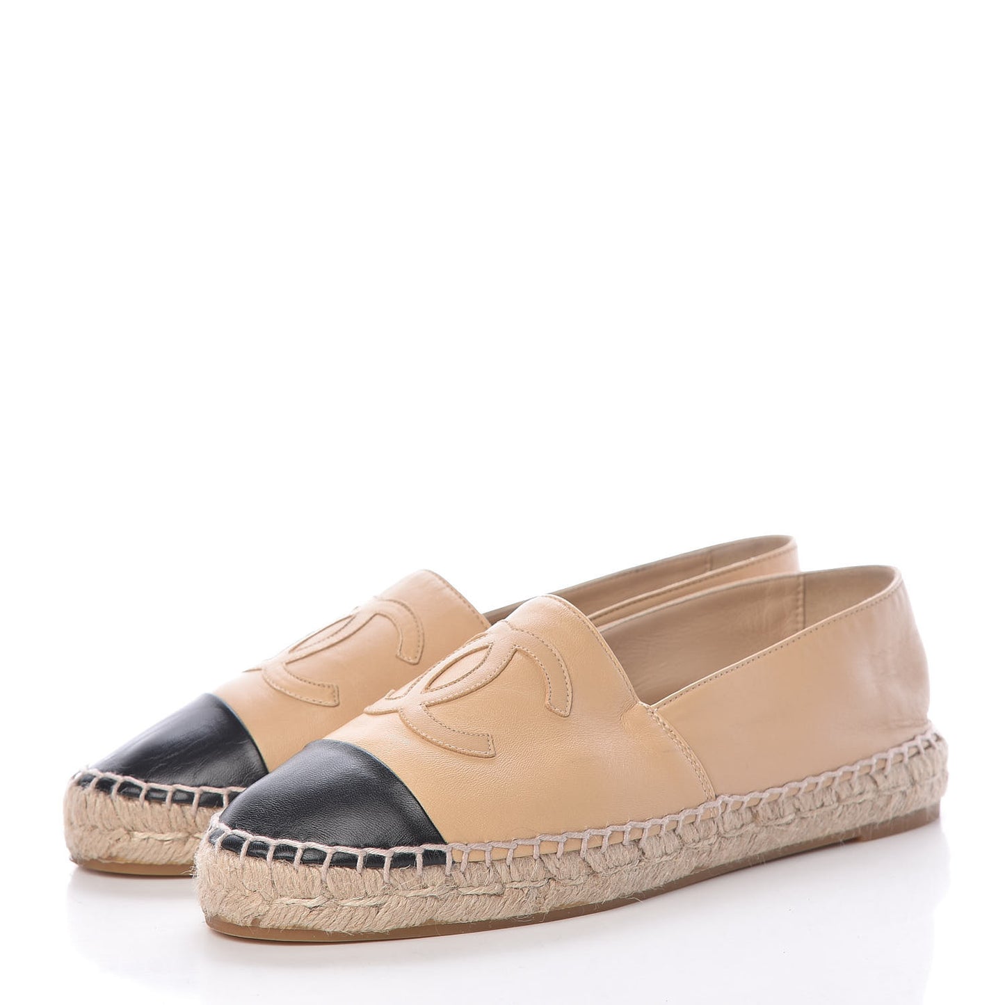 Lambskin CC Espadrilles 37 Beige Black
