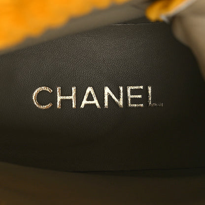 Chanel Suede Calfskin Velvet Laminated Quilted CC Combat Boots 39.5 Beige Yellow Gold 8 of 8