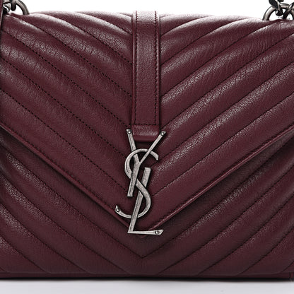Saint Laurent Sheepskin Matelasse Chevron Monogram Medium College Bag Rouge Legion 7 of 9
