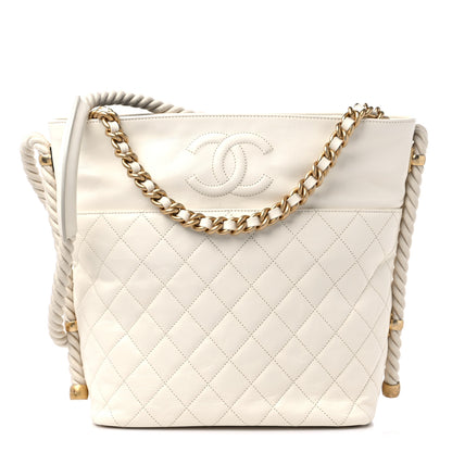 Chanel Crumpled Calfskin En Vogue Rope Hobo Bag White 1 of 10
