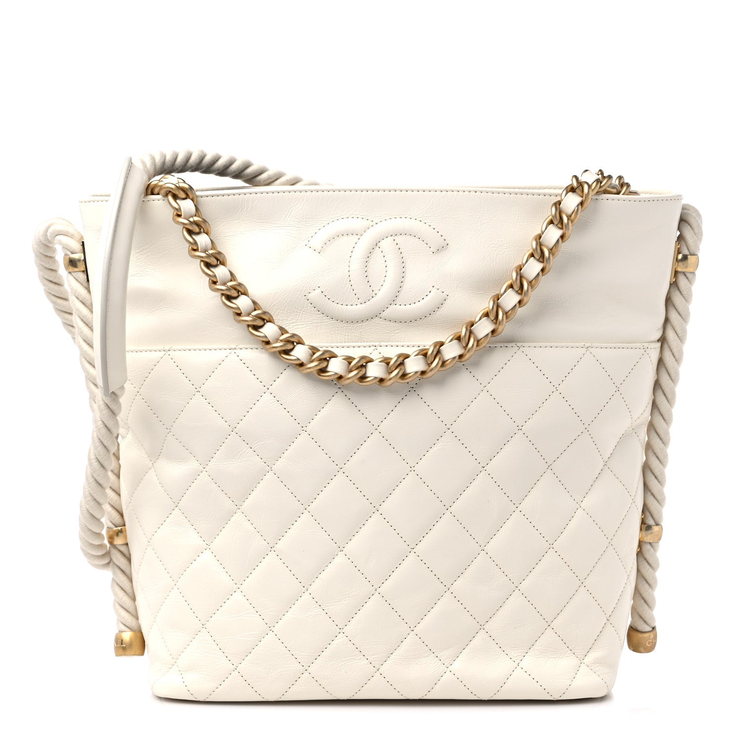 Chanel Crumpled Calfskin En Vogue Rope Hobo Bag White 1 of 10